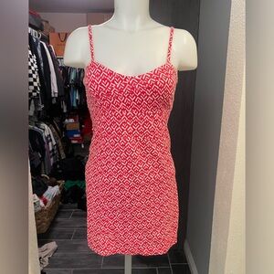 Free People Red & White Patterned Mini Dress